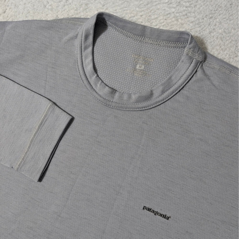 Patagonia Capilene L/S Crew Neck Shirt Men Med Gray Base Layer Made in USA